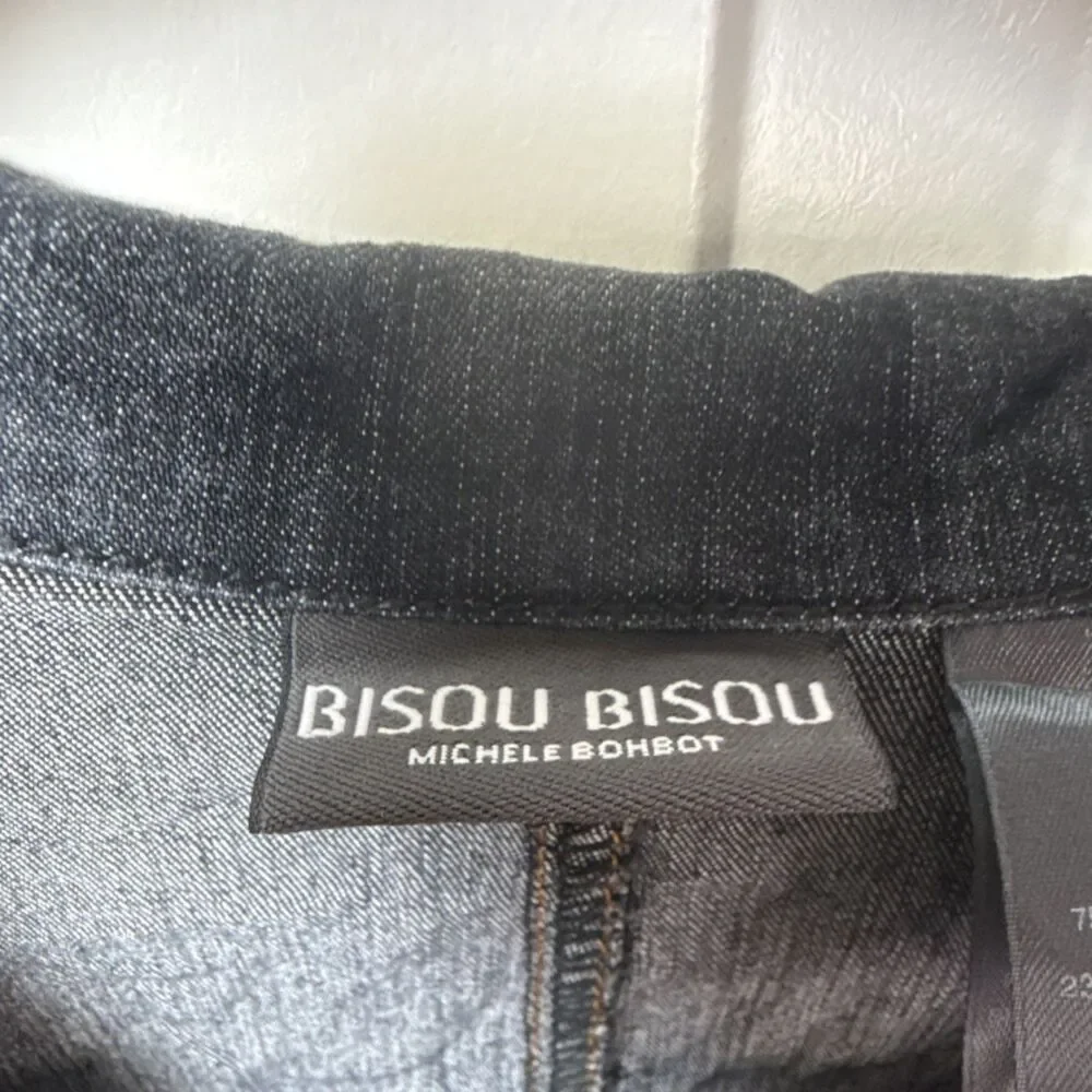 BISOU BISOU Button Collared Short Jacket Dark Blue Women's Size 12 - Picture 4 of 11